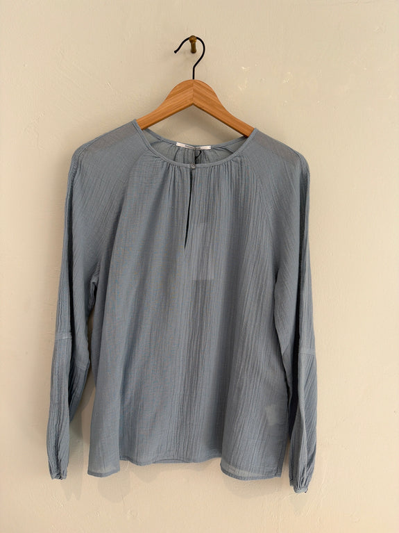 Organic cotton crêpe gauze blouse - iceblue