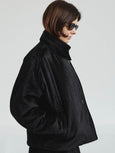 Hammered velvet peacoat - black