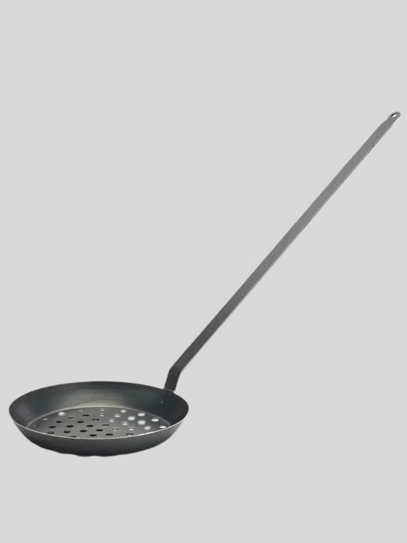 Chestnust pans, blue steel, long handle 70 cm