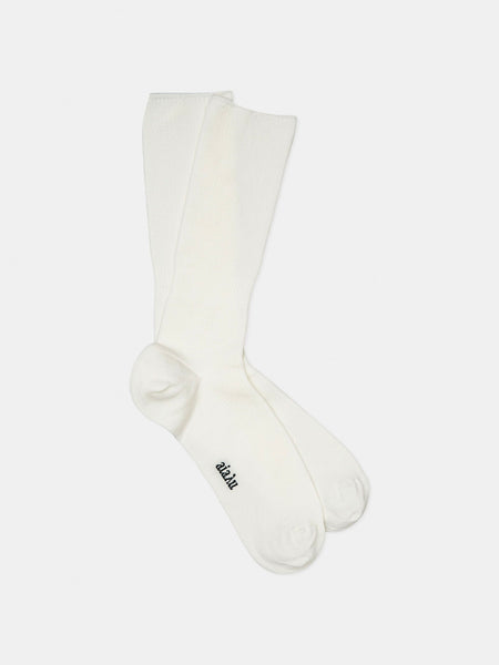 Cotton rib socks - white