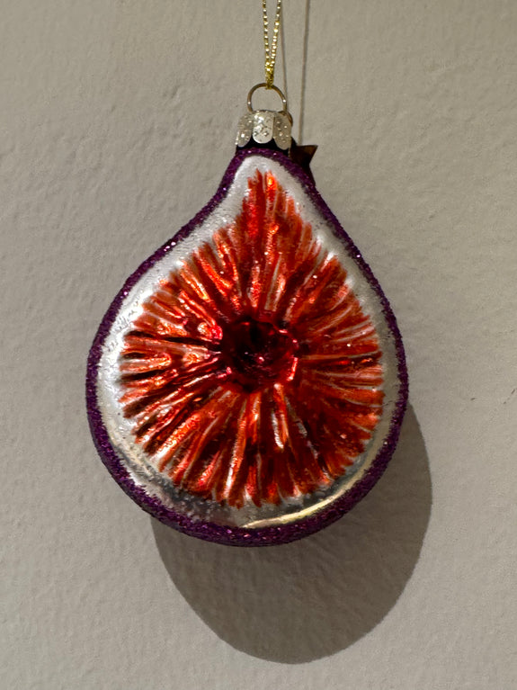 Ornament glass purple fig H9cm