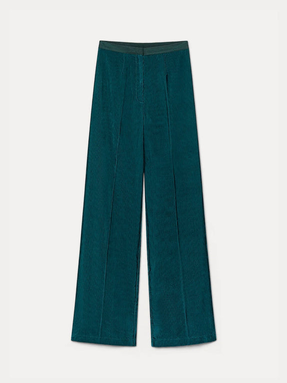 High–waisted corduroy trousers - jade