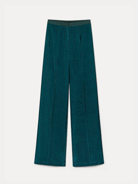 High–waisted corduroy trousers - jade