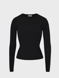 LONG SLEEVE FITTED TOP - BLACK