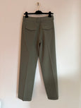 Cotton twill high waist pants - Khaki