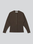 LAY2 ROUND-NECK CARDIGAN - cocoa brown