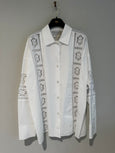 Cotton popline shirt with lace inlays