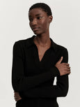 Noa polo blouse - black