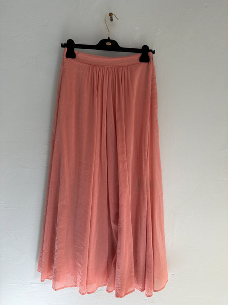 Cotton and silk voile midi skirt - roseo