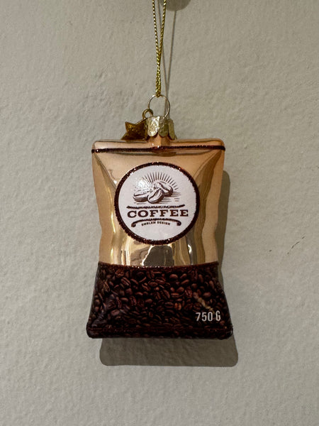 Ornament glass powder opal coffee beans H9.5cm