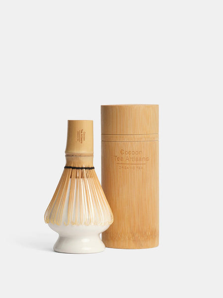 Set of a Whisk Holder and a Matcha Whisk in Bamboo Container