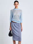 Lori Knit Skirt in Plaid Knit - Off White/Denim