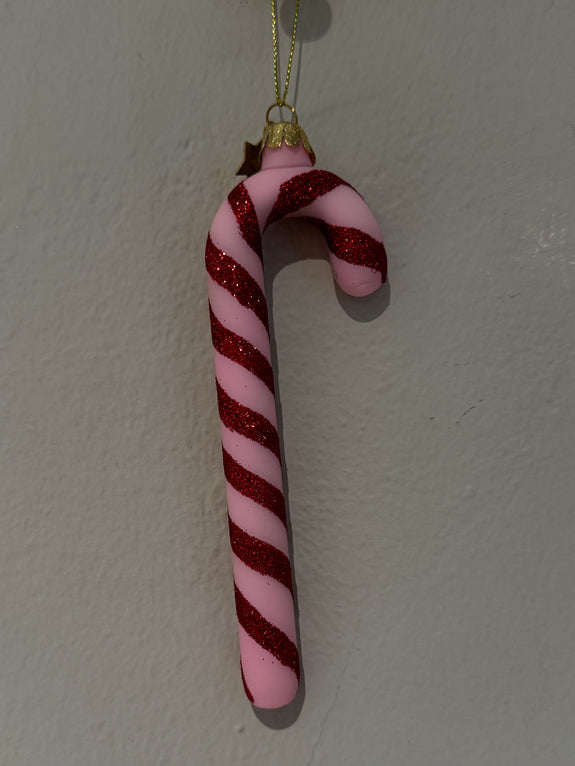 Ornament glass red/pink candy cane H14cm (Kopi)
