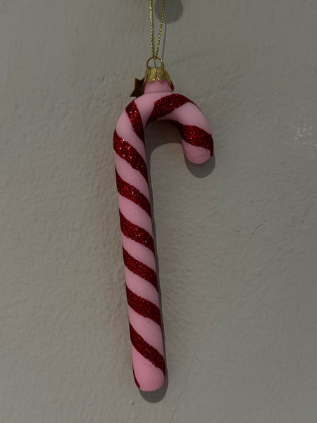 Ornament glass red/pink candy cane H14cm (Kopi)
