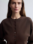 LAY2 ROUND-NECK CARDIGAN - cocoa brown