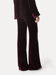 Flared trousers in plain velvet - bordeau