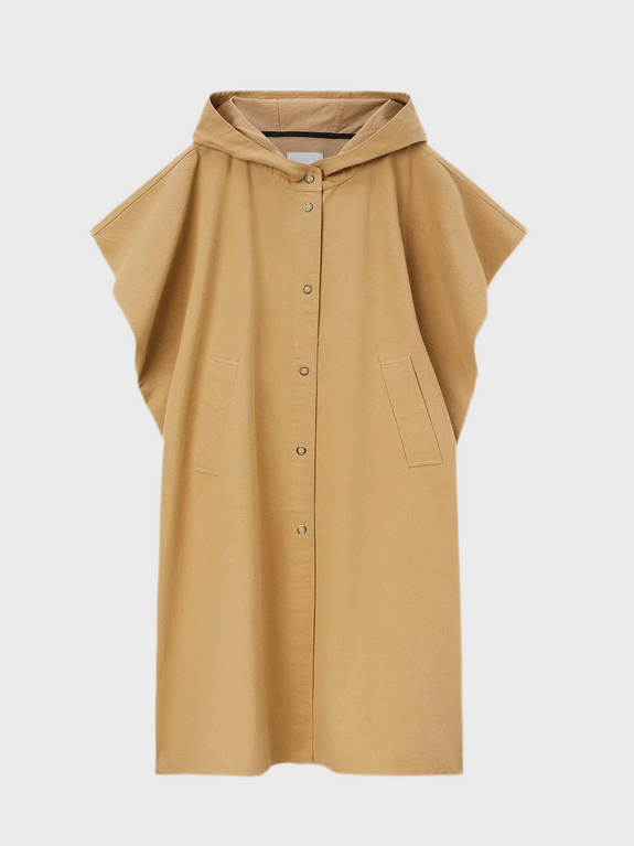 Cape in cotton and wool twill - honey