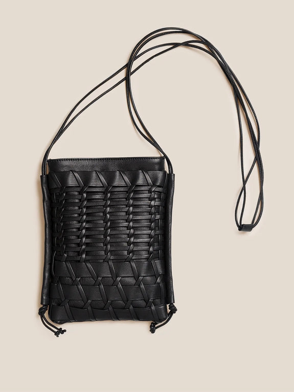 TRENA Flat Square Crossbody Bag - black