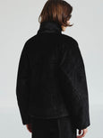 Hammered velvet peacoat - black