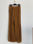 Flared trousers in plain velvet - antique gold