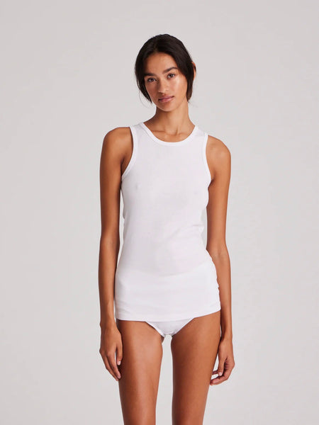 ALBERTE COTTON 1X1 RIB TOP - WHITE