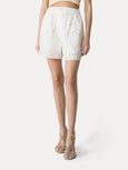 Lace and pearl embroidery poplin shorts - crystal