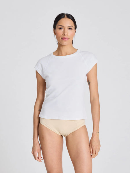 Malou Cotton 1x1 Rib Top - White