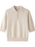 CASHMERE SHORT SLEEVE POLO - paper