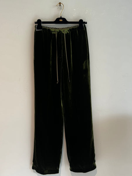 Velvet drawstring stright pants - woods