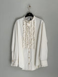 Grandfather shirt with rouches - ecru