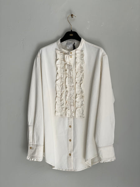 Grandfather shirt with rouches - ecru