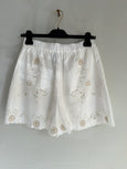 Lace and pearl embroidery poplin shorts - crystal