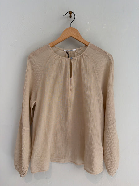 Organic cotton crêpe gauze blouse - sand