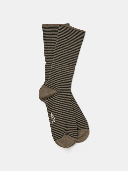 Cotton stripe socks - mix brown