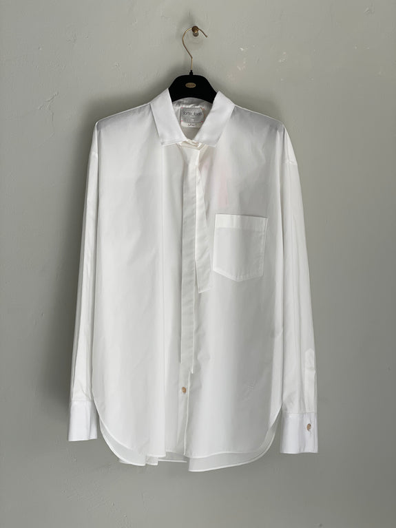 Oversized shirt in cotton poplin - white
