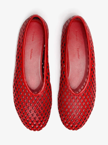 Tee Perforated Ballerina Flats - Red