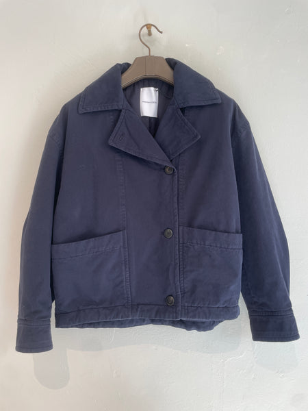 Cotton drill peacoat - navy