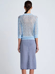 Lori Knit Skirt in Plaid Knit - Off White/Denim