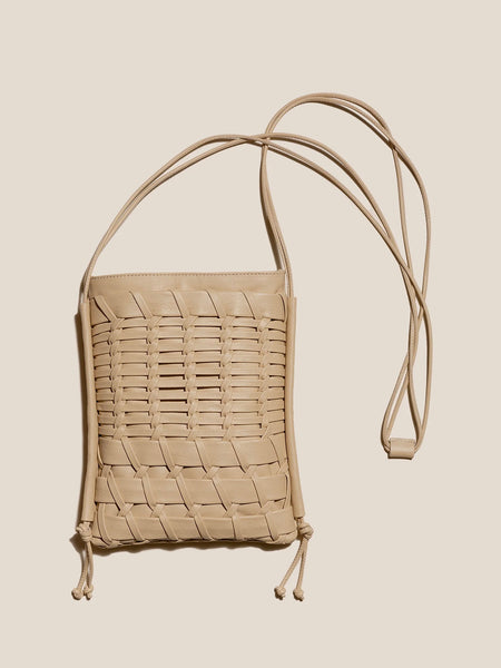 TRENA Flat Square Crossbody Bag - sand