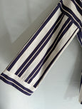 Striped cotton and linen kimono with embroidery - blu