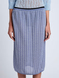 Lori Knit Skirt in Plaid Knit - Off White/Denim