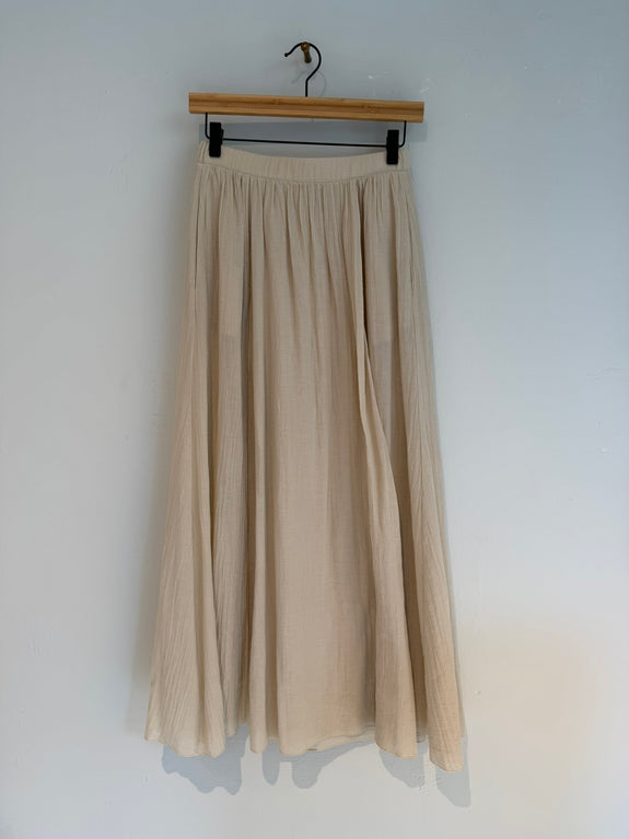 Organic cotton crêpe gauze skirt - sand
