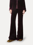 Flared trousers in plain velvet - bordeau
