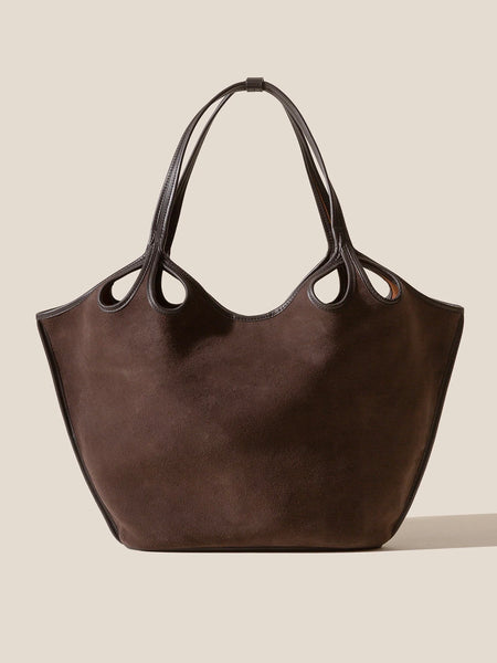 ESCALA SUEDE Cut-Out Tote Bag - dark brown