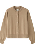 CASHMERE CREWNECK CARDIGAN - camel