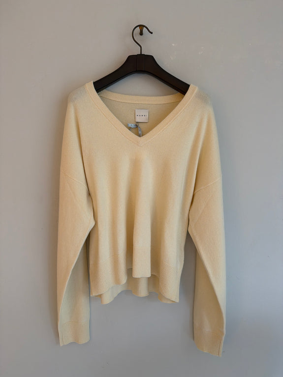 OVERSIZED CASHMERE V-NECK SWEATER - cream