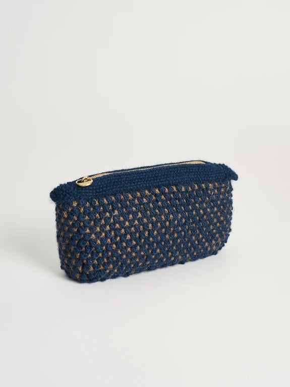 Helen classic clutch - Mix navy / brownie