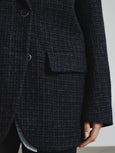 Micro check jacket - navy