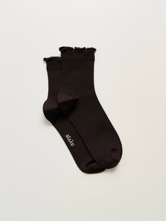 Cotton frill sock - Chocolate