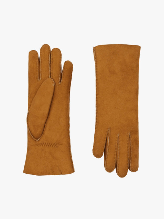 Denise Double Face Leather Gloves - Chestnut